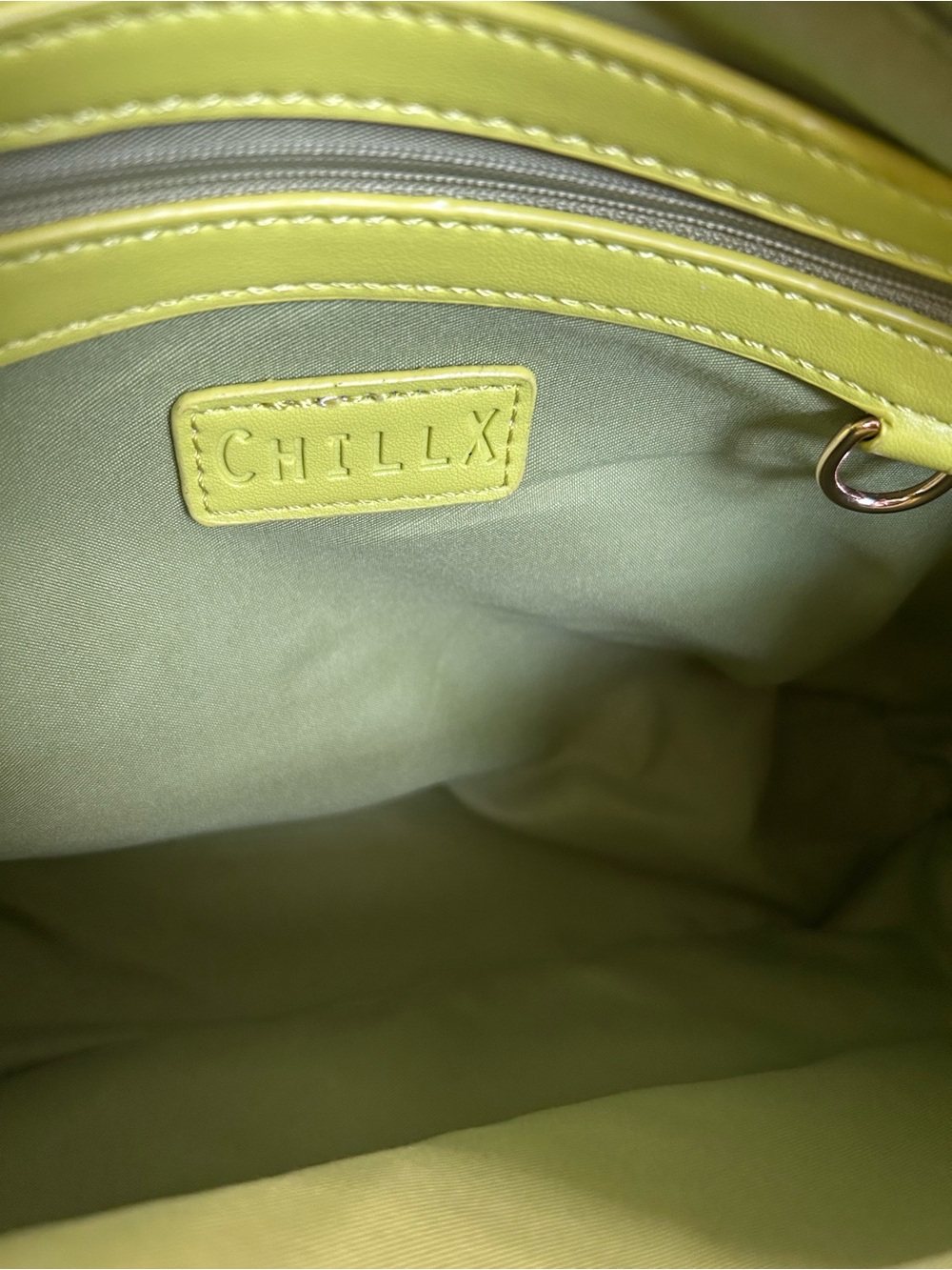 NWT Chillx by Le Miel, Medium, Lime Green, Soft Leather Tote Handbag - Picture 8 of 11